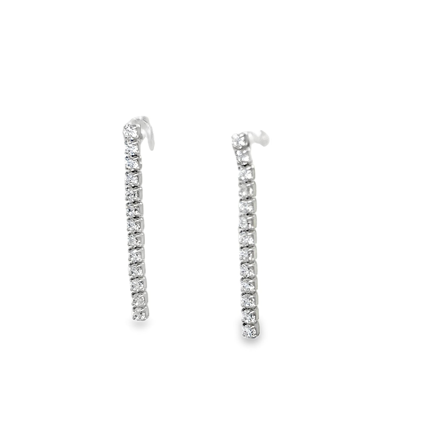 Sterling SIlver CZ Long Drop Earrings