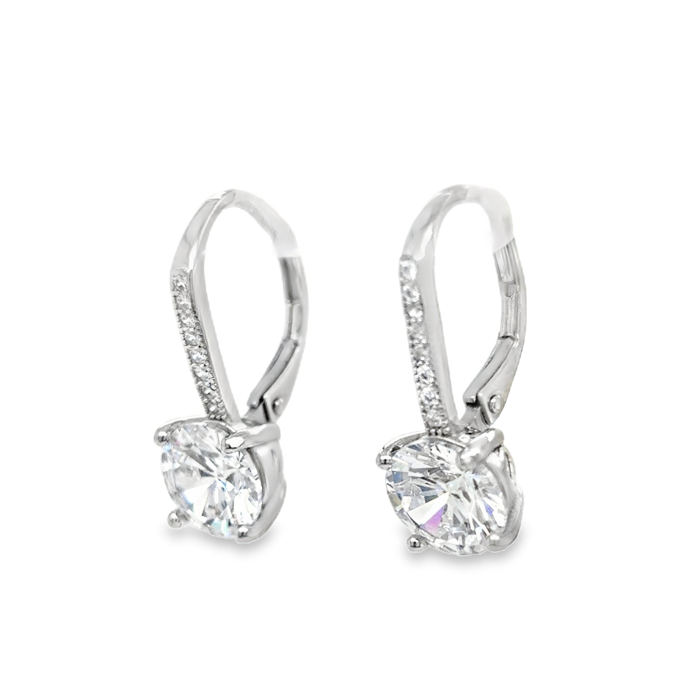 Sterling Silver Cz Drop Earrings