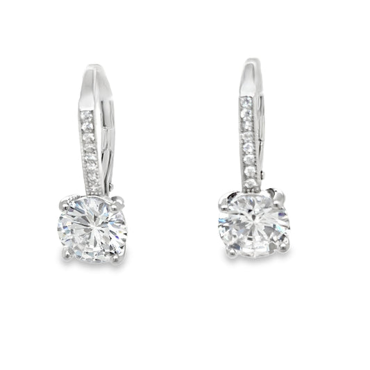 Sterling Silver Cz Drop Earrings
