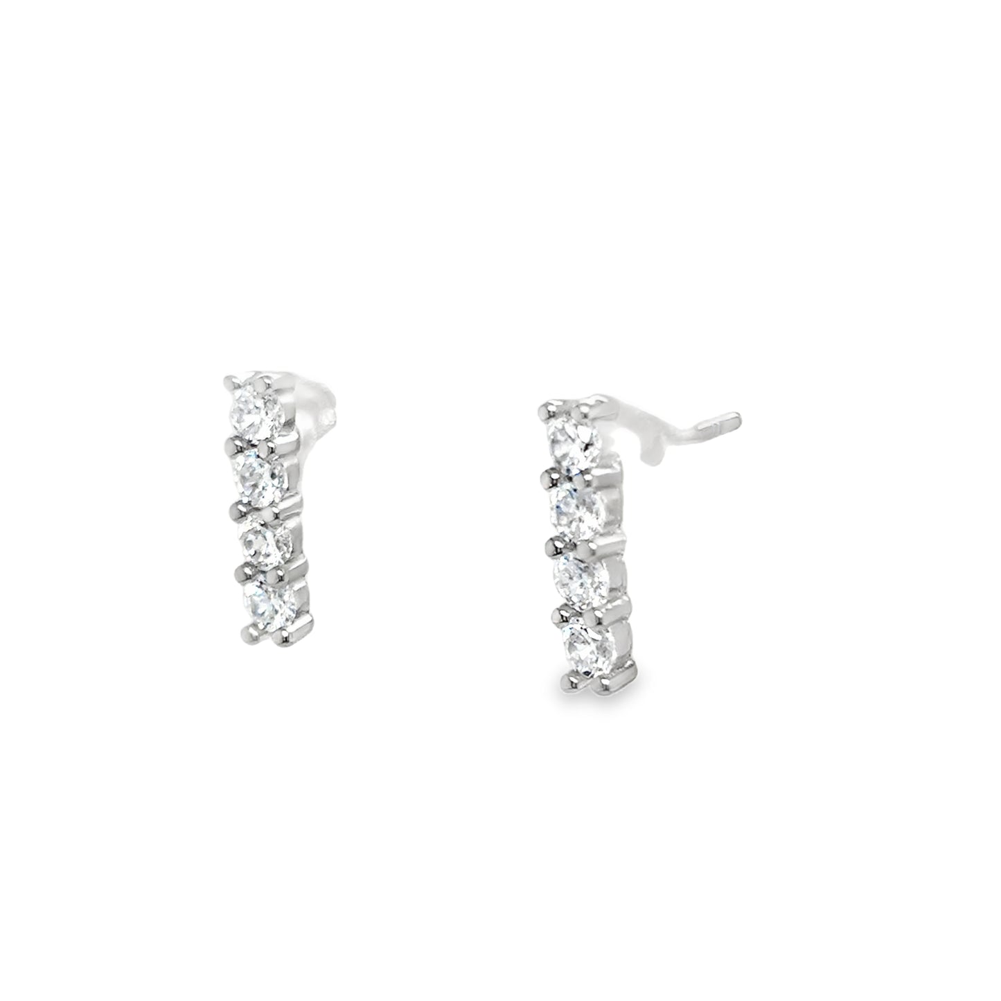 Sterling Silver CZ 4 Line Earrings