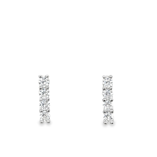 Sterling Silver CZ 4 Line Earrings