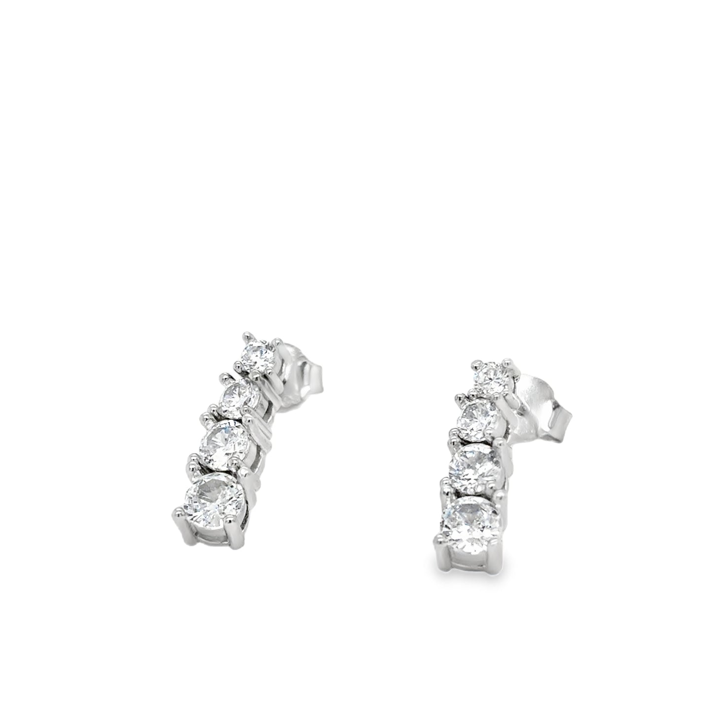 Sterling Silver 4 Graduated CZ Line Earrings