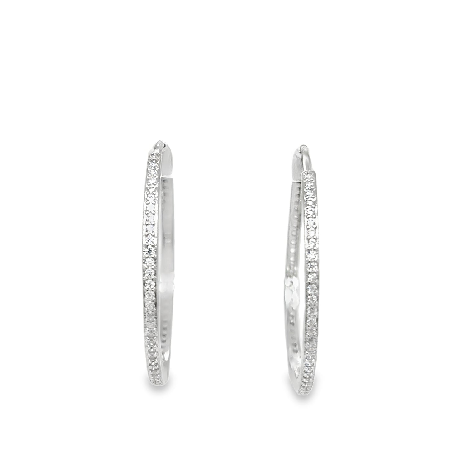 Sterling Silver CZ 29mm Hoop Earrings