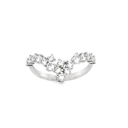Sterling Silver CZ Scatter Wishbone Ring