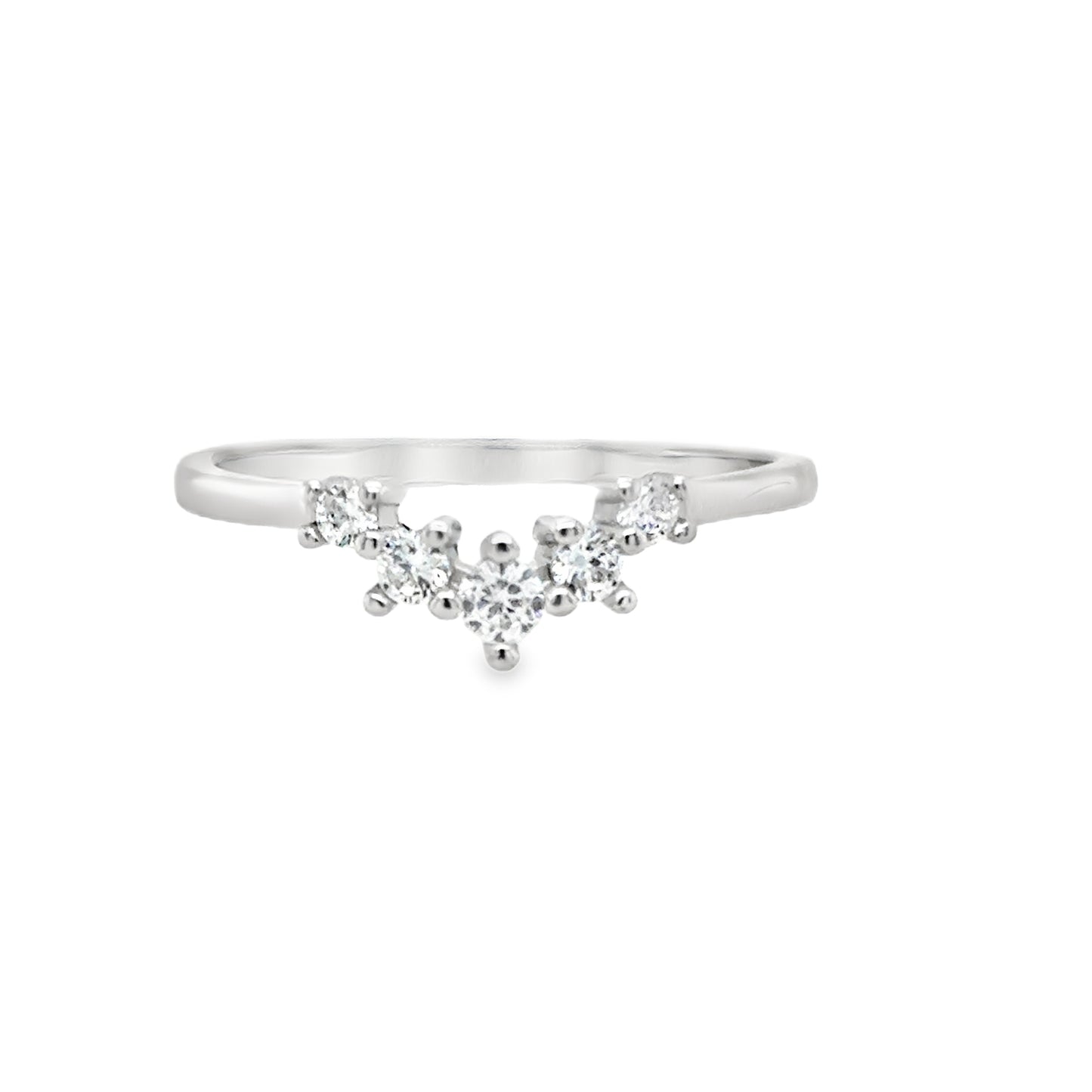 Sterlng Silver CZ Claw Set Wishbone Ring