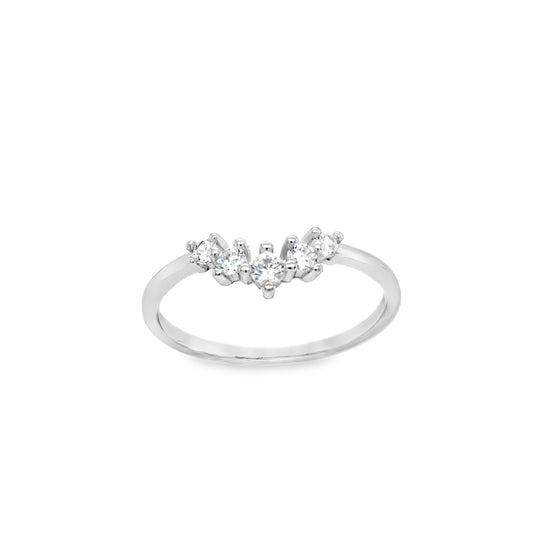 Sterlng Silver CZ Claw Set Wishbone Ring