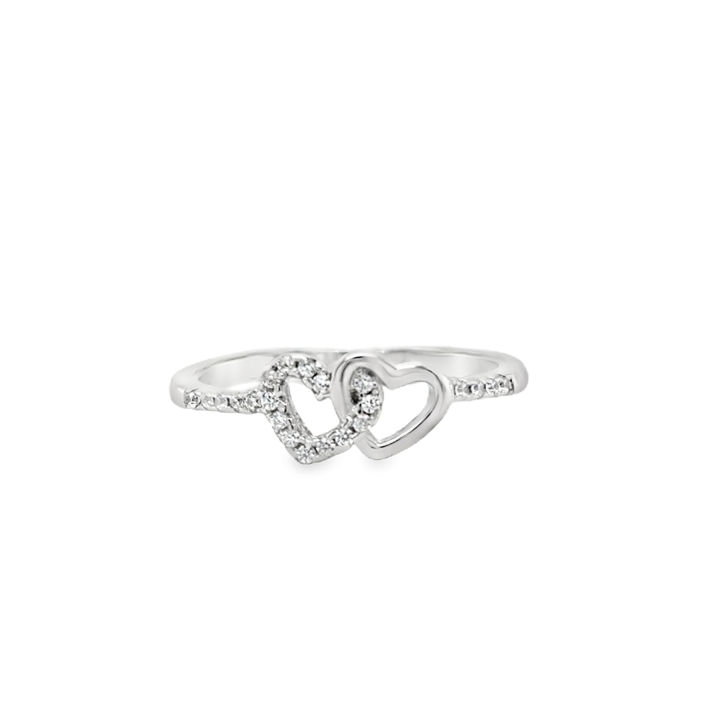 Sterling Silver Ring CZ Heart Partnership