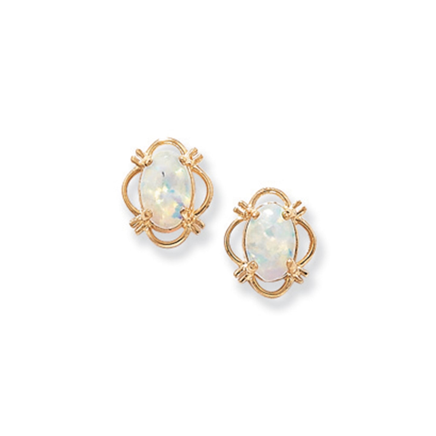 9ct Oval Opal Earring with Swirl surround