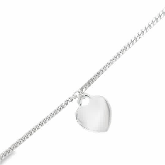 Sterling Silver Curb Bracelet with Heart
