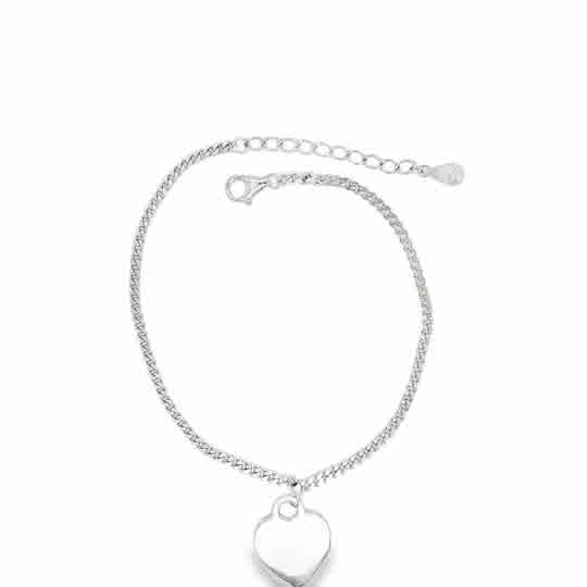 Sterling Silver Curb Bracelet with Heart