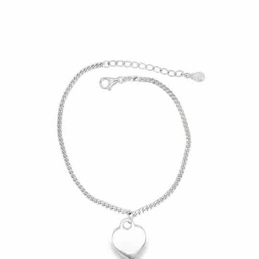 Sterling Silver Curb Bracelet with Heart