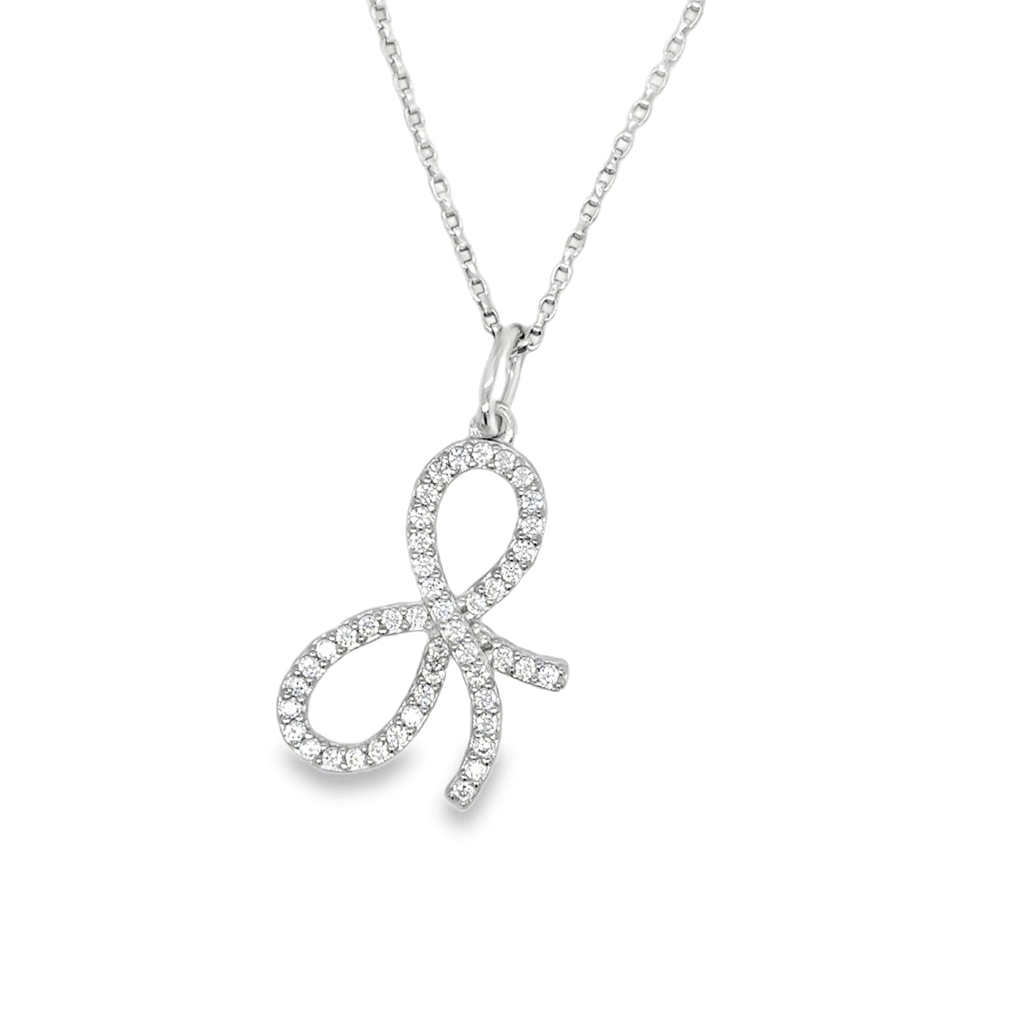 Sterling Silver CZ Bow Pendant