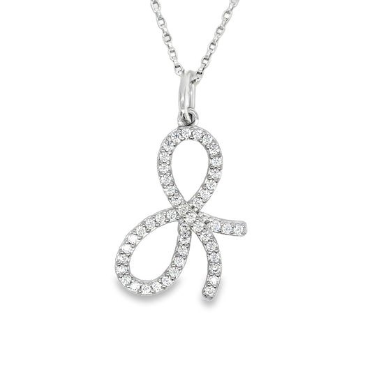 Sterling Silver CZ Bow Pendant