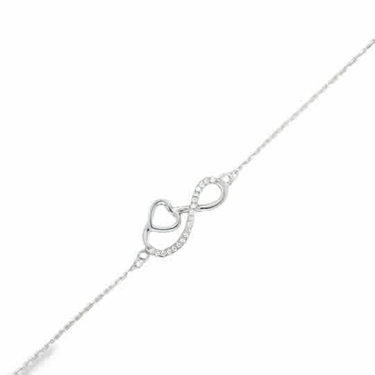 Sterling Silver CZ Infinity Heart Bracelet