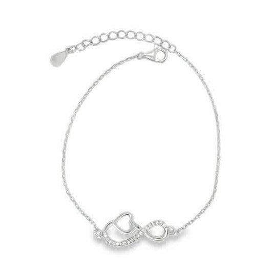 Sterling Silver CZ Infinity Heart Bracelet