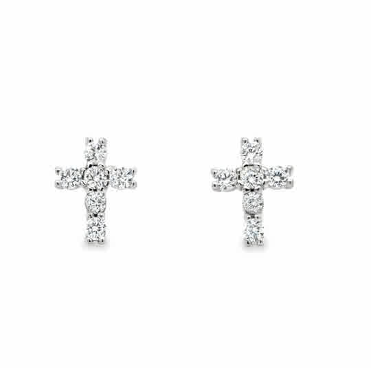Sterling Silver CZ Cross Earrings