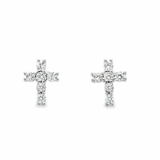 Sterling Silver CZ Cross Earrings