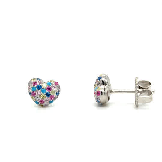 Sterling Silver Multicolour Pave CZ Earrings