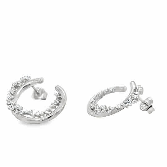 Sterling Silver CZ Set Hoop