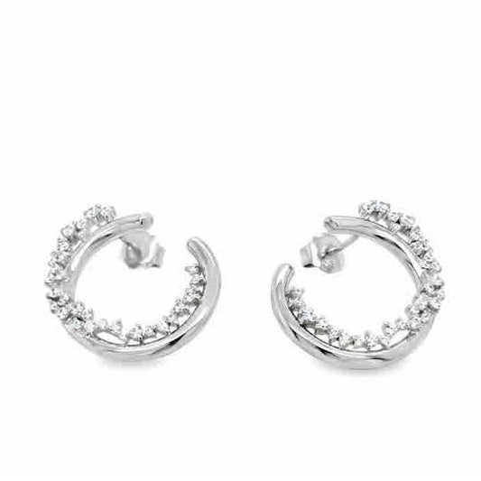 Sterling Silver CZ Set Hoop