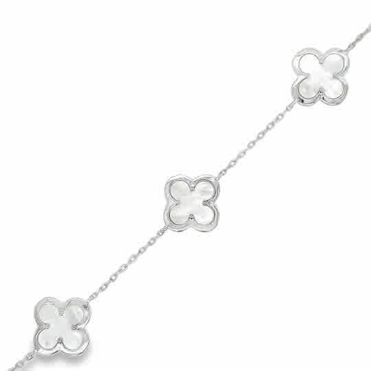 Sterling Silver Mother Of Pearl Clover Bracelet