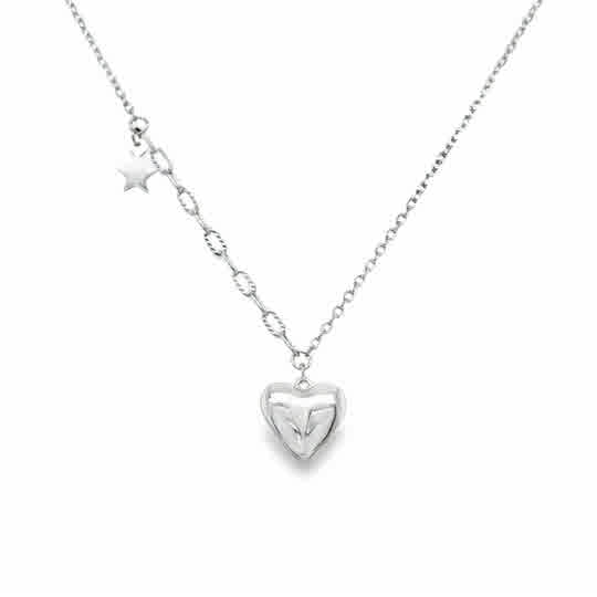 Sterling Silver Heart and Star Necklet
