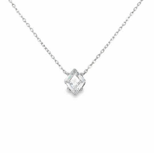 Sterling Silver Diamond Shaped CZ Necklet
