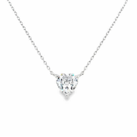 Sterling Silver CZ Heart Necklet
