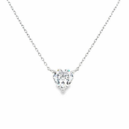Sterling Silver CZ Heart Necklet