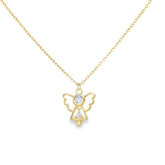 Sterling Silver Gold Plated Open CZ Angel Necklet
