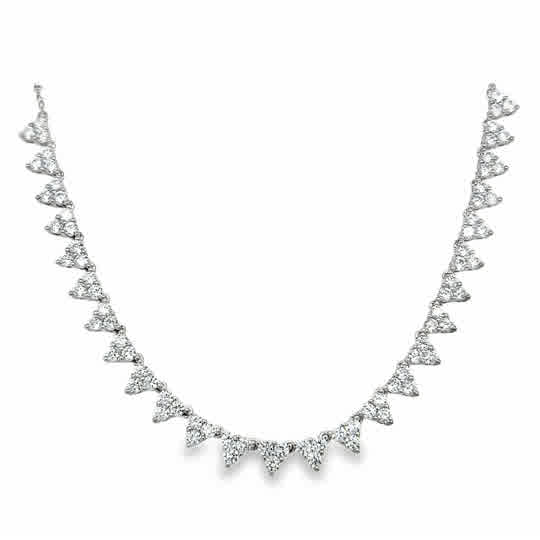 Sterling Silver Graduated CZ Fan Necklet