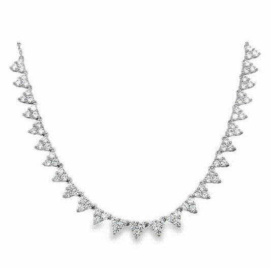 Sterling Silver Graduated CZ Fan Necklet