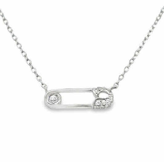 Sterling Silver CZ Paperclip Necklet