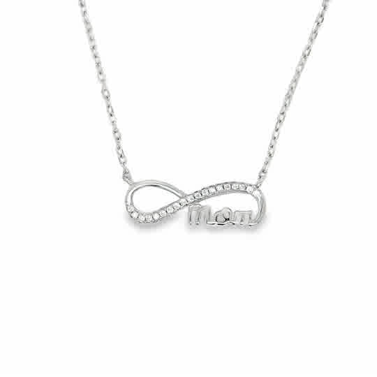 Sterling Silver CZ Infinity "Mom" Necklet
