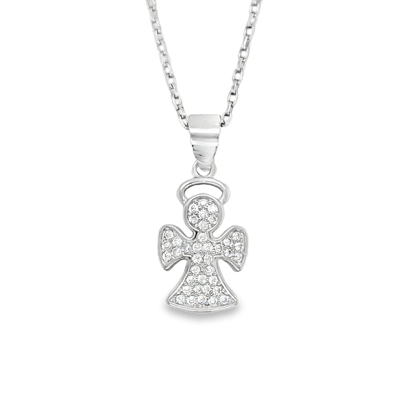 Sterling Silver Pave CZ Angel Pendant