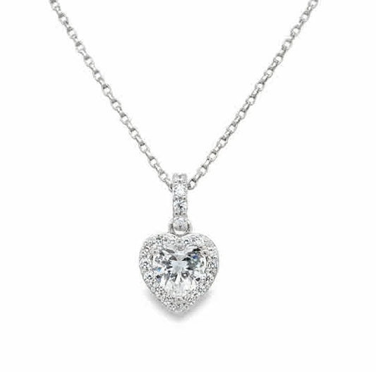 Sterling Silver CZ Heart Cluster Pendant with CZ Set Baile