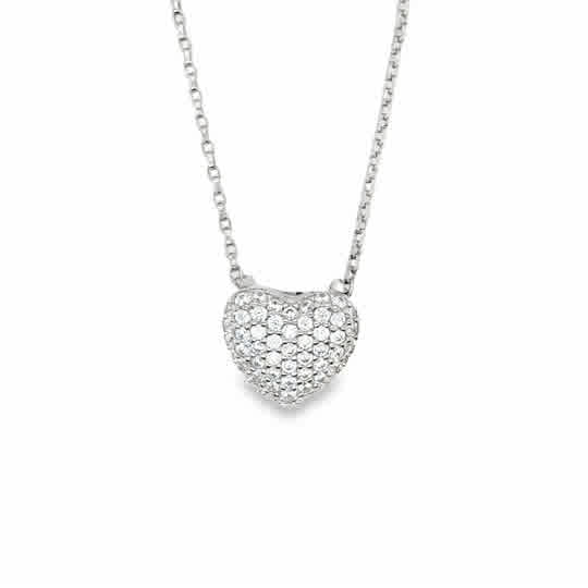 Sterling Silver Pave CZ Heart Pendant