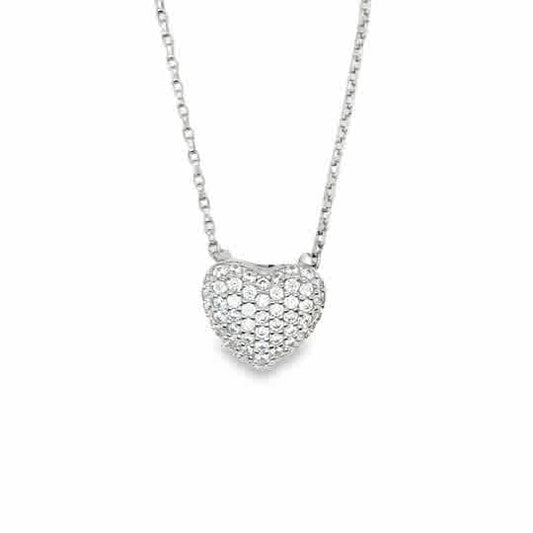 Sterling Silver Pave CZ Heart Pendant