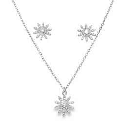 Sterling Silver Flower CLuster Necklet and Earring Set
