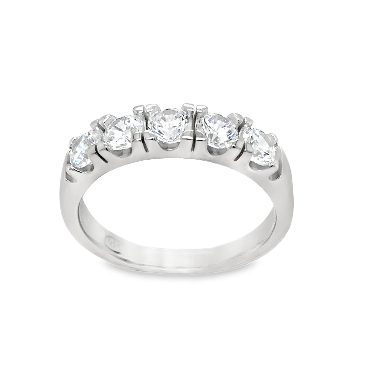 Sterling Silver Cubic Zirconia 5 Stone Eternity Ring