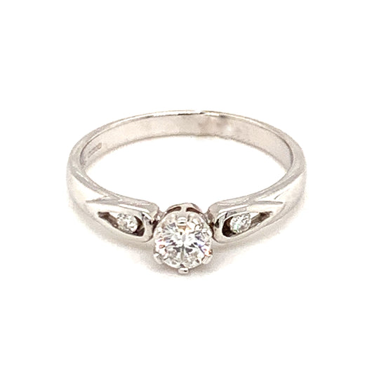 18ct White Gold Brilliant Cut Solitaire Diamond Ring .30ct.