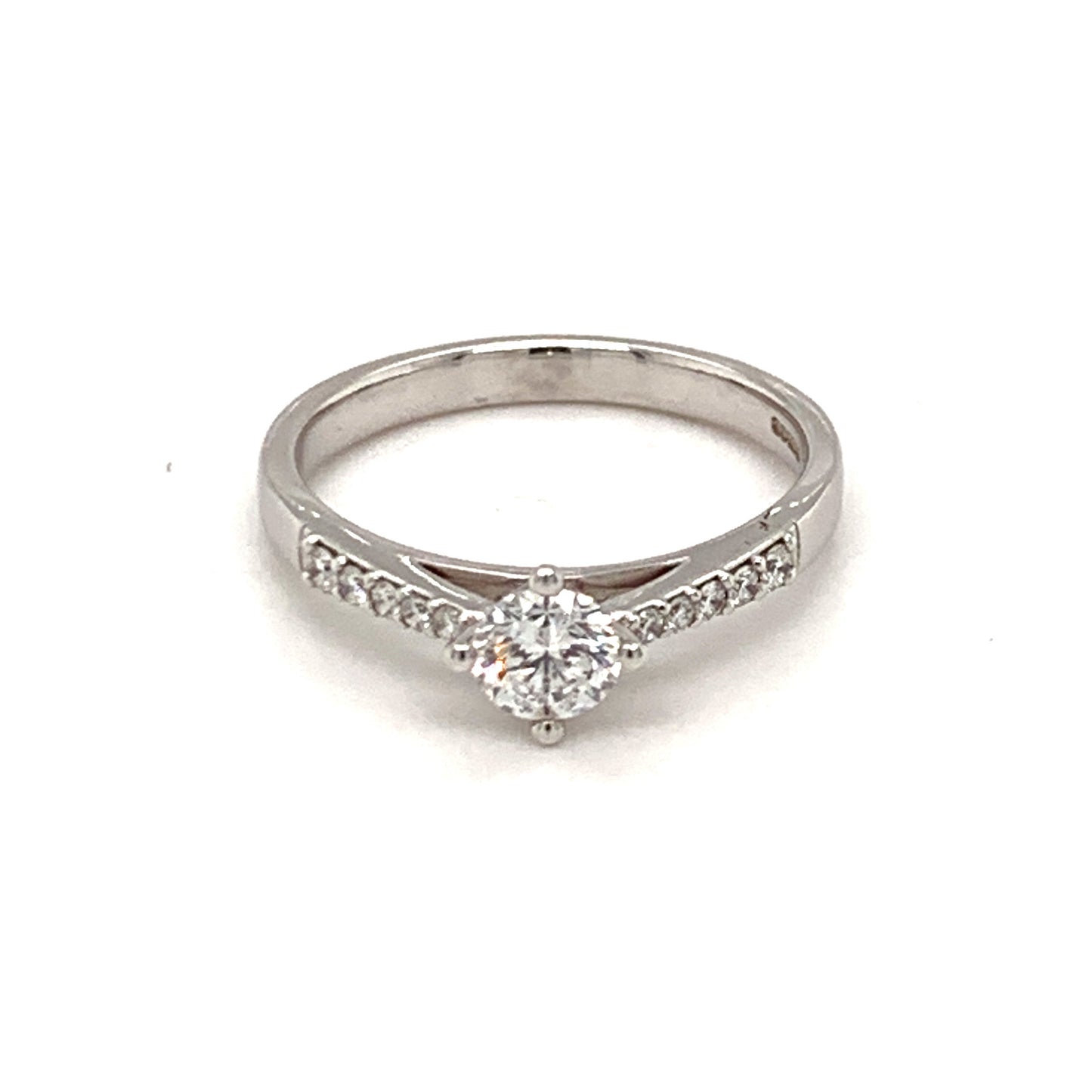18ct White Gold Brilliant Cut Solitaire Diamond Ring .51ct