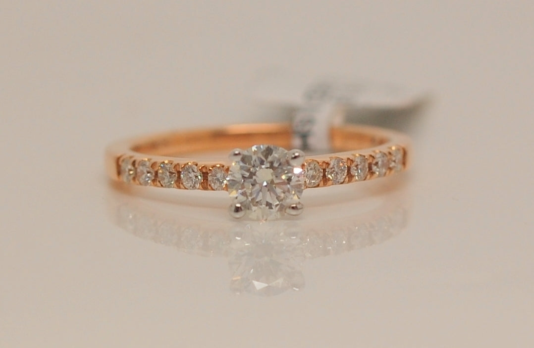 18ct Rose Gold Brilliant Cut Solitaire Diamond Ring .58ct