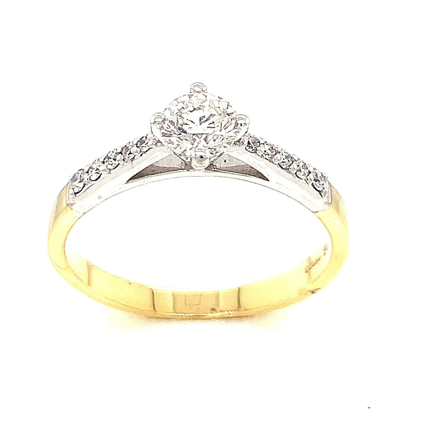18ct Solitaire With Diamond Shoulders .51ct Diamond Ring