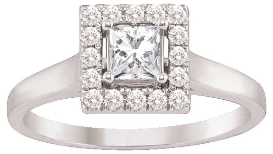 9ct White Gold Square Solitaire .50ct Diamond Riing