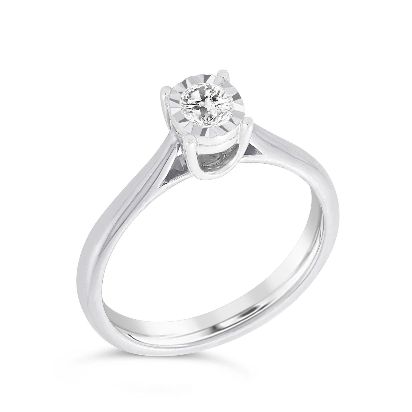 9ct White Gold Solitaire .17ct Diamond Ring