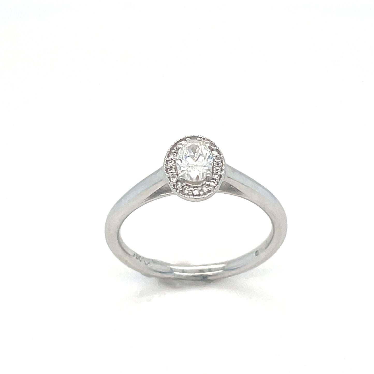 18ct White Gold Solitaire Halo Setting .31ct Diamond Ring