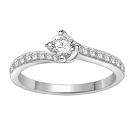 9ct White Gold Solitaire Twist .40ct Diamond Ring