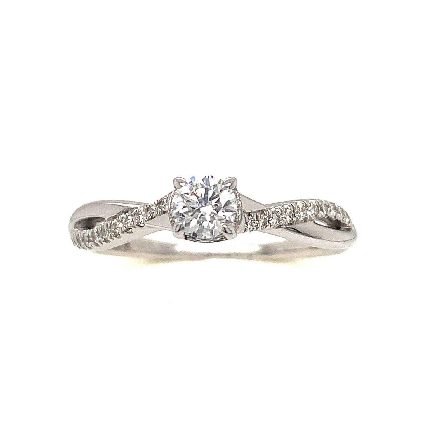 9ct White Gold Solitaire With Twist Shoulders .40ctdiamond Ring
