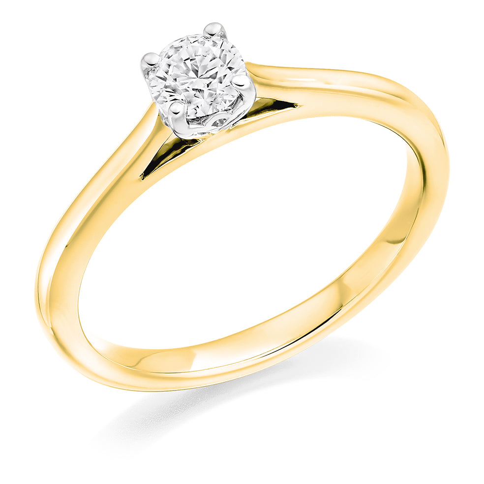 9ct Solitaire With White Gold Head .31ct Diamond Ring